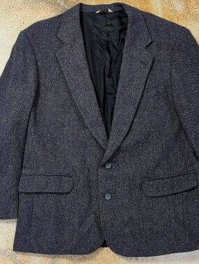Hunt Valley Vintage Men's Dark Gray Wool Tweed Sport Coat Blazer Size 46R